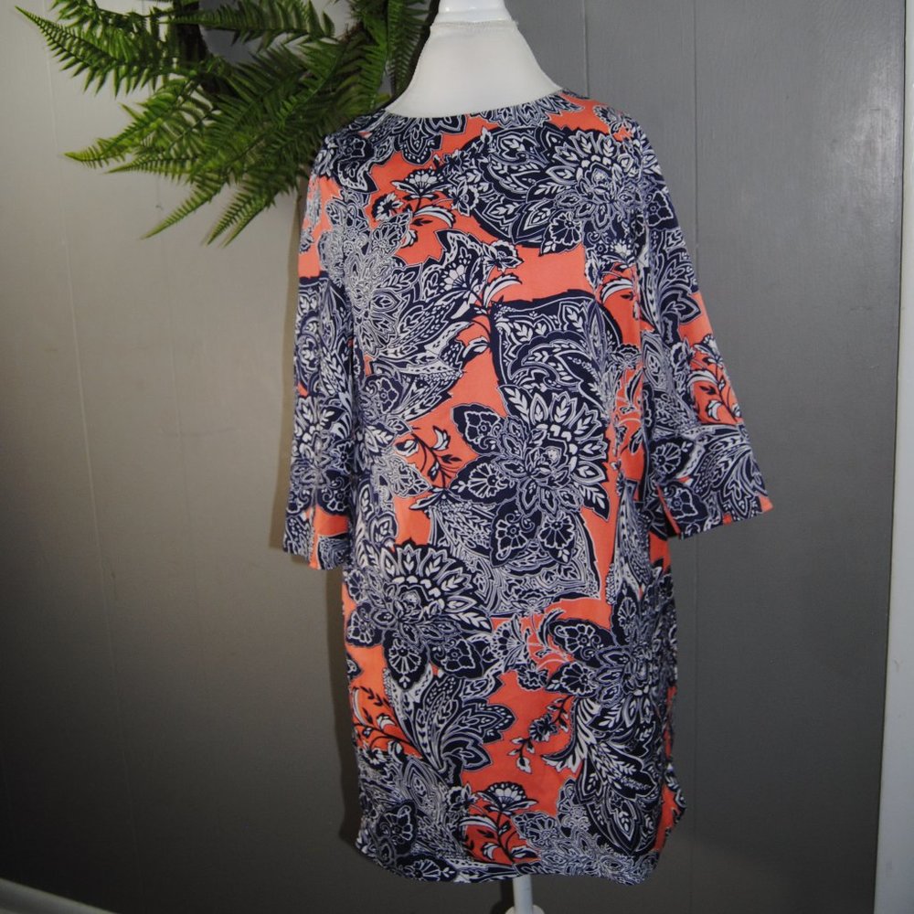 The Limited Navy & Coral Paisley Shift Dress